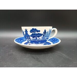 Blue Willow England Teacup And Saucer